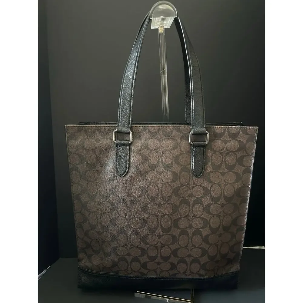 Coach NYC Apple Signature Canvas Tote Crossbody  Leather Detachable Strap